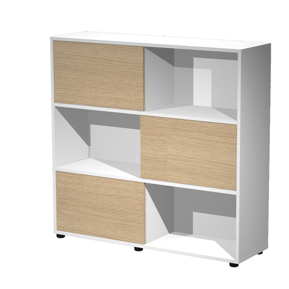 artexport-libreria-bassa-3-ripiani-ante-scorr-120x35cm-h116cm-rovere-bianco-tetris