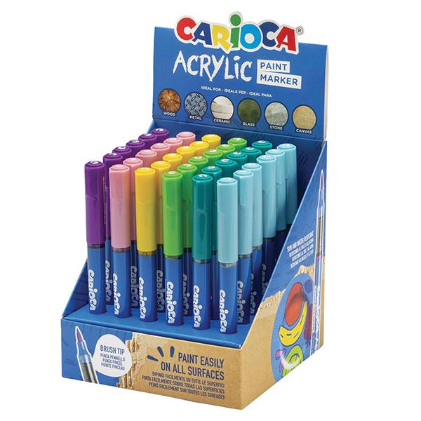 carioca-astuccio-36-paint-marker-acrilico-punta-pennello-colori-fancy-assortiti