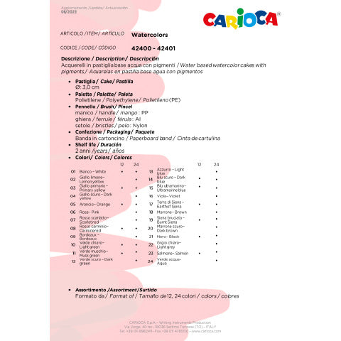 carioca-astuccio-acquerelli-pastiglia-diametro-30-mm-conf-24-colori-assortiti-42405