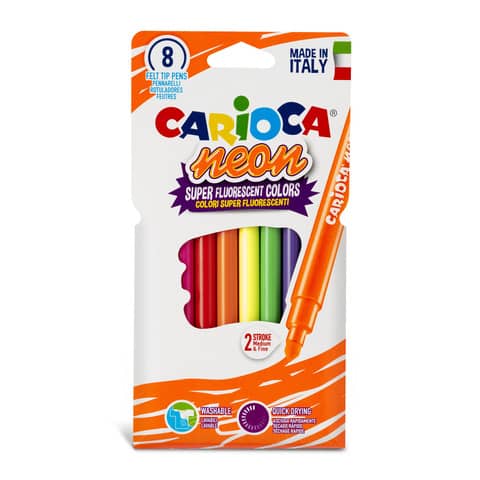 carioca-pennarelli-lavabili-punta-tonda-conf-8-colori-assortiti-neon-42785