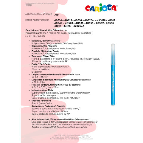 carioca-pennarelli-superlavabili-joy-diametro-2-8-mm-conf-36-colori-assortiti-40616