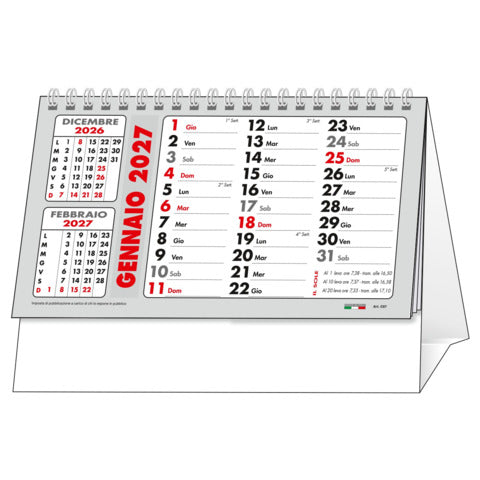 cartucciaperfetta-calendario-spiralato-tavolo-2027-basic-19x14-cm-rosso-nero-conf-100-pezzi-27-tv223011