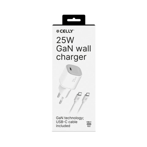celly-caricatore-parete-uptc1-gan-1x-usb-c-25w-cavo-usb-c-usb-c-gomma-bianco-uptc1usbc25wctc