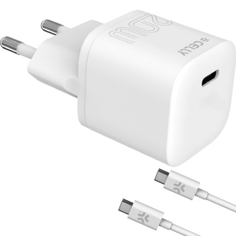celly-caricatore-parete-usb-c-cavo-usb-c-usb-c-gomma-bianco-pc2tc20wusbccab