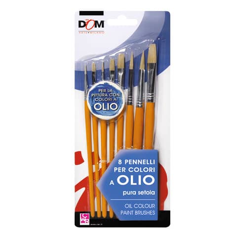 cwr-pennelli-conf-8-pz-punte-misure-assortite-colori-olio-11650