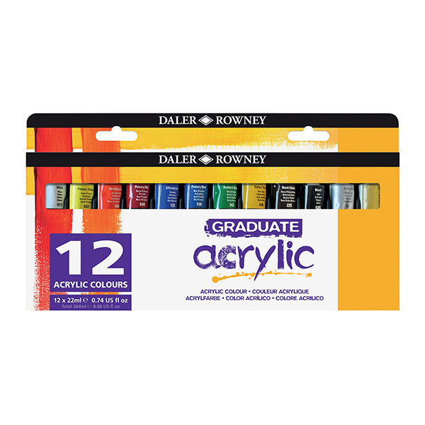 daler-rowney-set-12-tubi-22ml-colore-acrilico-fine-graduate-colori-assortiti