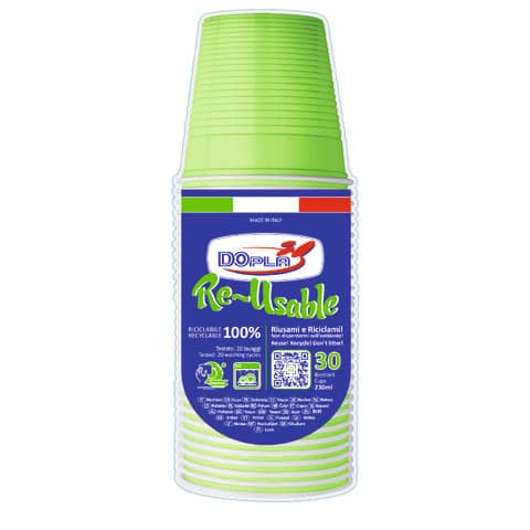 dopla-reusable-bicchieri-verde-acido-polistirene-conf-30-pz-230-ml-22705
