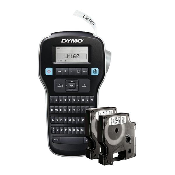 dymo-bundle-etichettatrice-lm-160-2-nastri-d1-nero-bianco-12mm