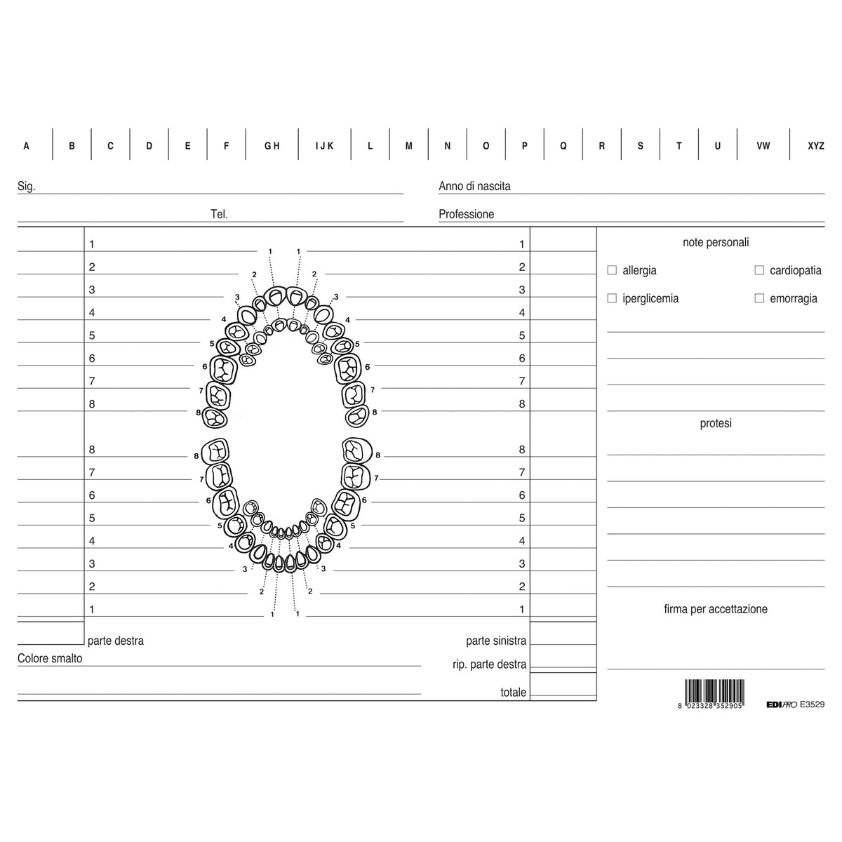 edipro-100-schede-dentisti-17x24cm-verde-e3529
