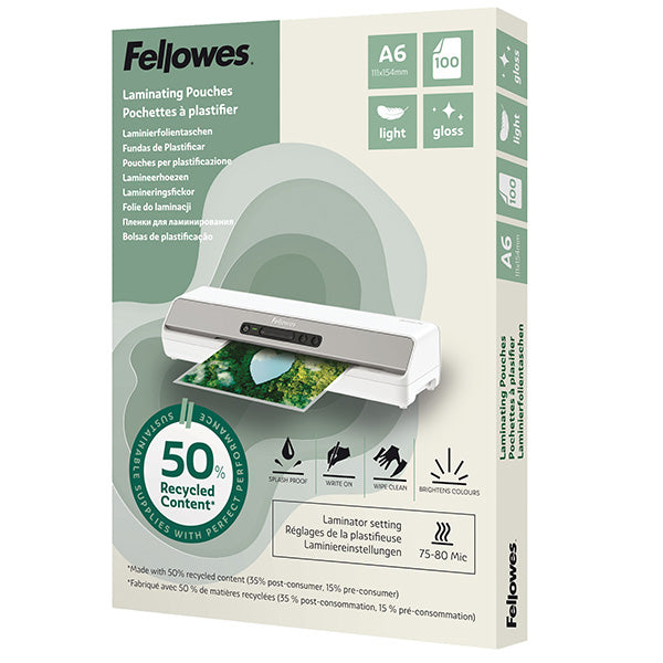 fellowes-scatola-100-pouches-riciclate-80mic-a6