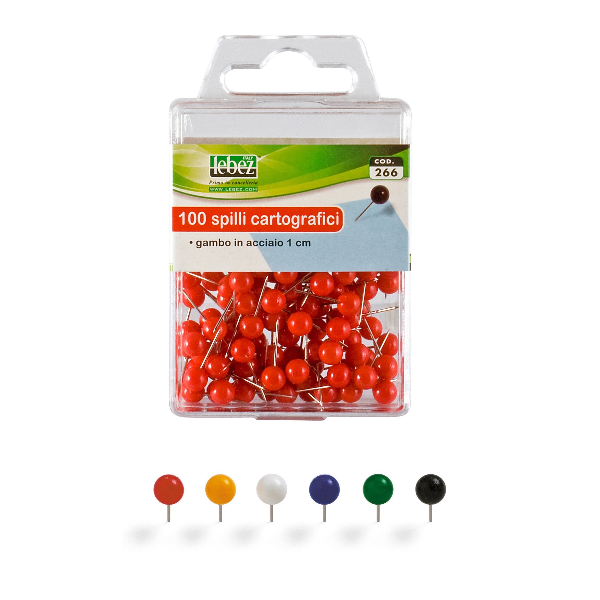 lebez-scatola-100-spilli-cartografici-sfera-giallo-art-266