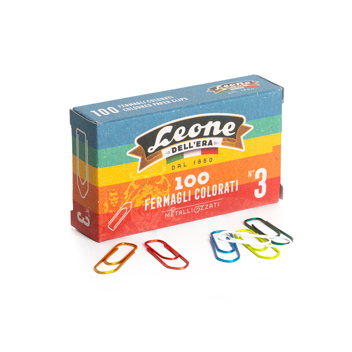 leone-scatola-100-fermagli-colorati-metallizzati-n-3-mm28-color