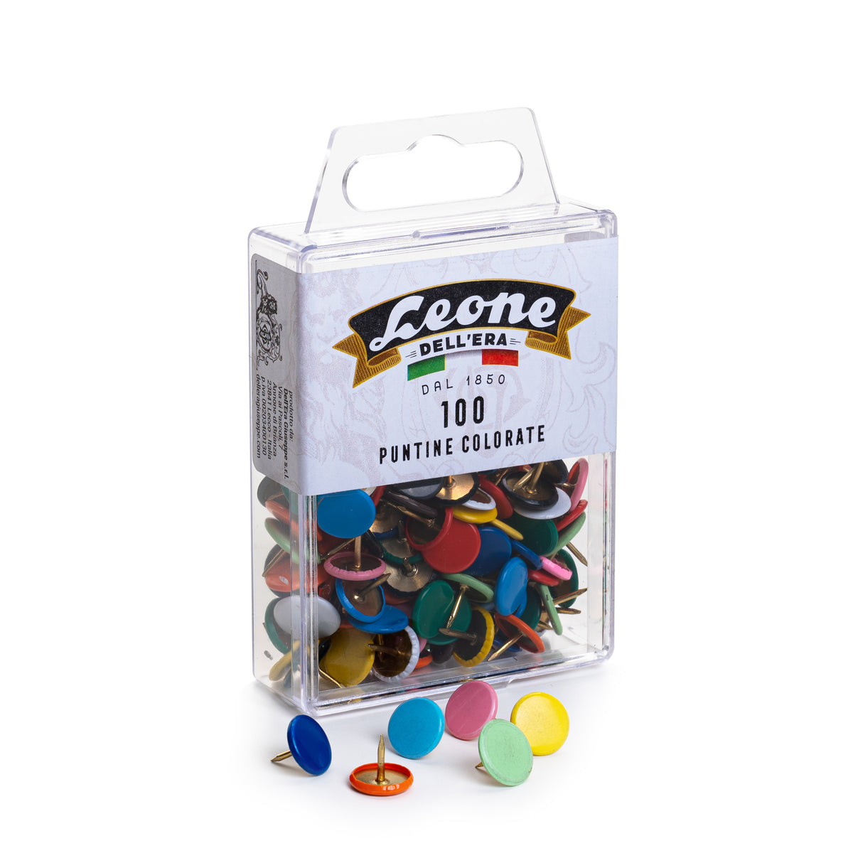leone-scatola-100-puntine-colorate-assortite-color