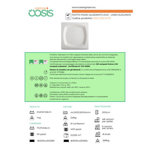 oasis-green-piatto-piano-quadrato-canna-zucchero-conf-50-pz-21x21-cm-oas-210ca