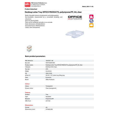 office-products-vaschetta-portacorrispondenza-scrivania-pp-a4-trasparente-18016011-90