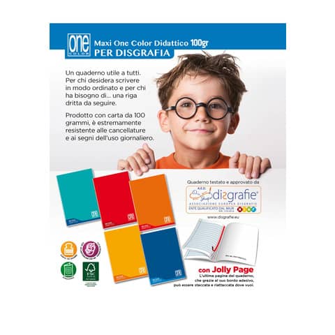 one-color-quaderno-maxi-100-gr-didattico-a4-quadretti-10-colori-assortiti-181-fogli-7044
