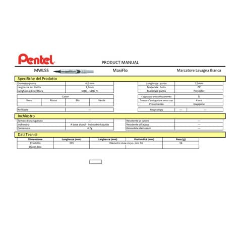 pentel-marcatore-lavagne-bianche-maxiflo-punta-conica-4-0-mm-rosso-mwl5s-b