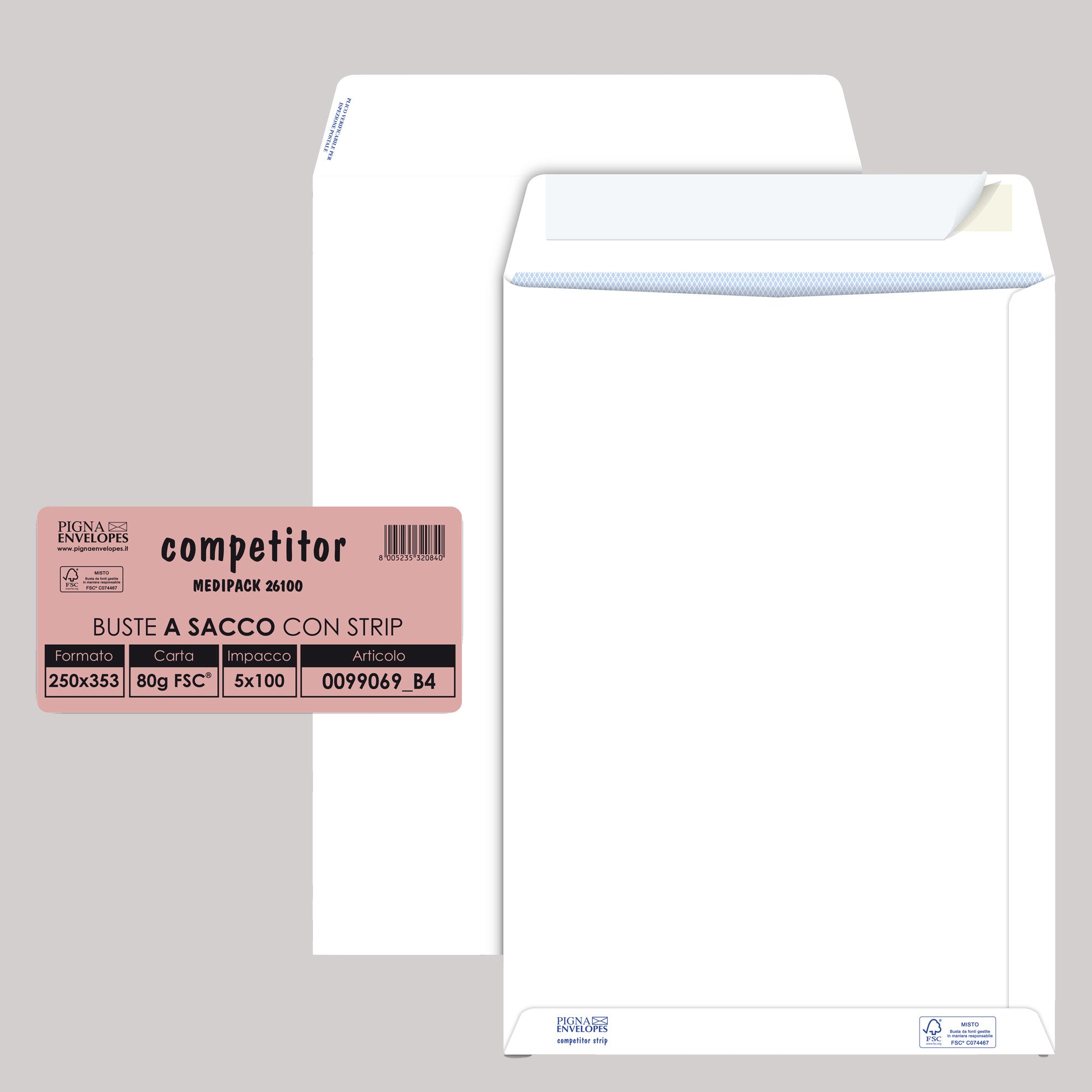 pigna-100-buste-sacco-competitor-fsc-bianca-strip-adesivo-250x353mm-80gr