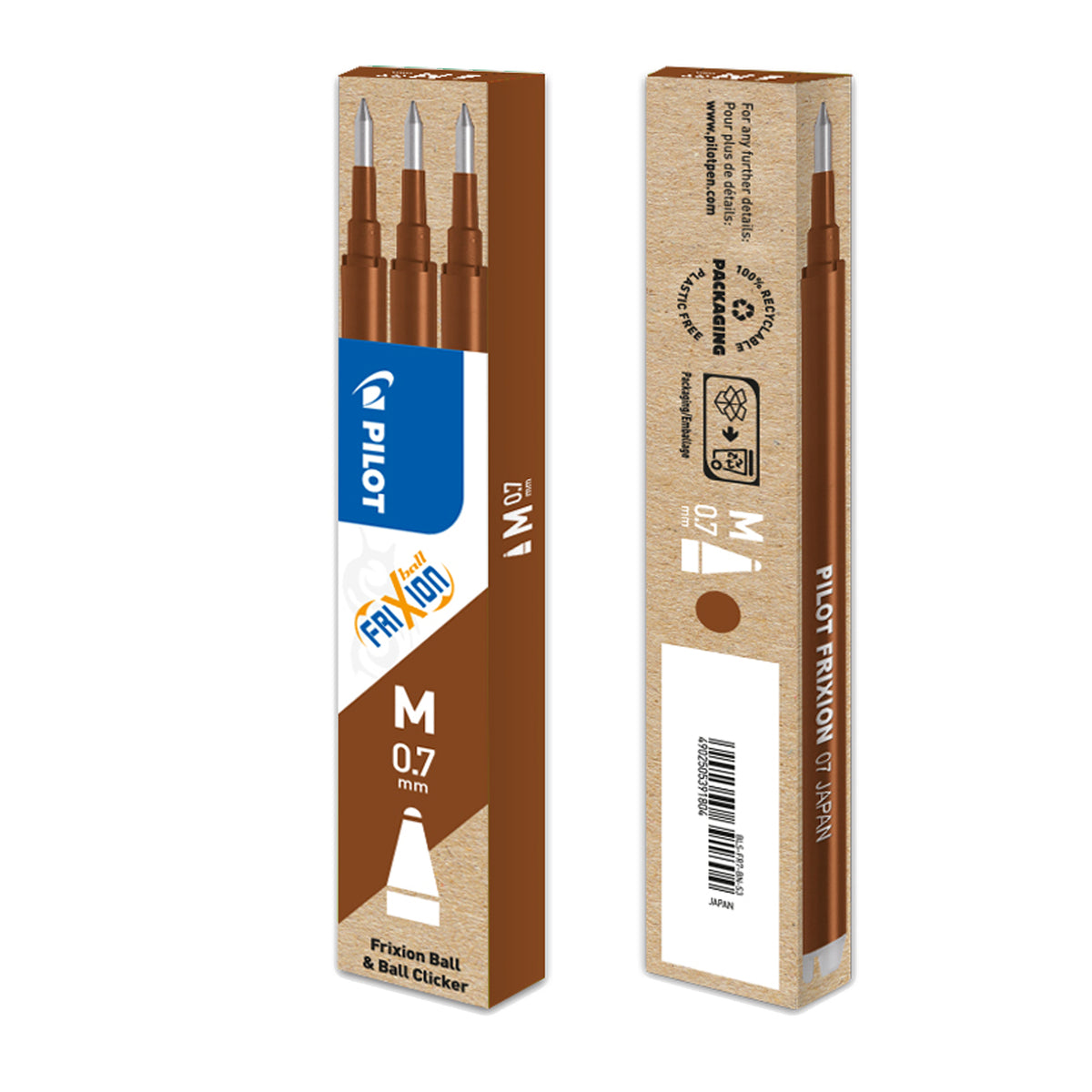 pilot-set-3-refill-sfera-frixionball-0-7mm-marrone
