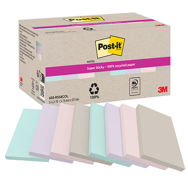 post-it-cf-8pz-blocco-70fg-supersticky-carta-riciclata-76x127mm-622r-ss8col-ass