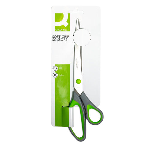 q-connect-forbici-blister-softgrip-lame-asimmetriche-grigio-verde-24-9-cm-kf00755