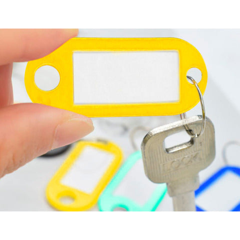 q-connect-targhetta-portachiavi-standard-plastica-5x2-2-cm-giallo-arancio-confezione-10-pezzi-kf10873