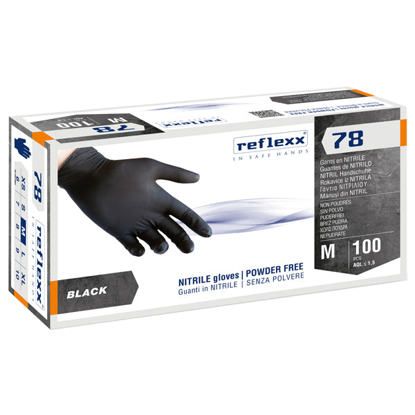 reflexx-conf-100-guanti-nitrile-r78-s-polvere-tg-m-nero