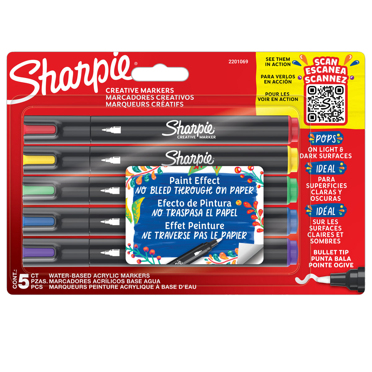 sharpie-astuccio-5-marcatori-acrilici-punta-tonda-colori-assortiti