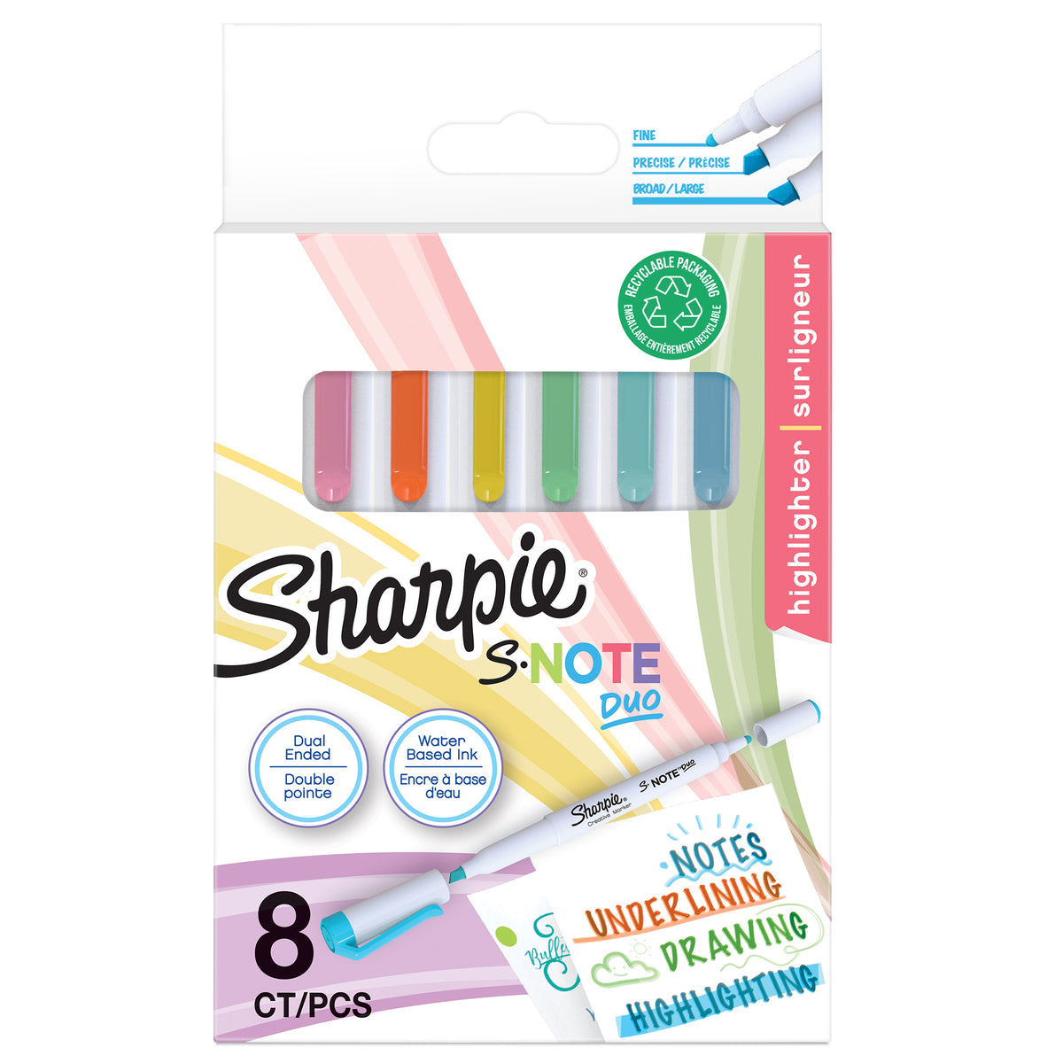 sharpie-astuccio-8-pennarelli-s-note-duo-colori-assortiti