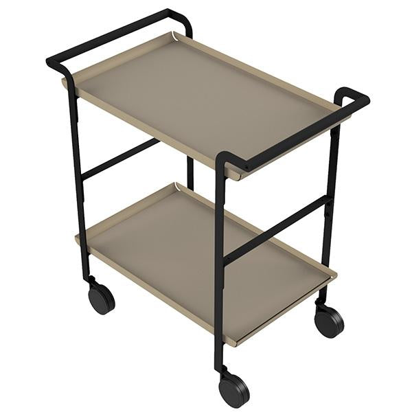 stilcasa-linea-carrello-servizio-struttura-nera-2-ripiani-sabbia-tovaglietta-beig