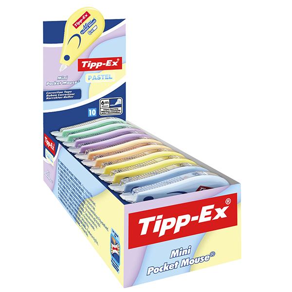 tipp-ex-10-correttori-mini-pocket-mouse-pastel-5mm-x-6mt-colori-assortiti