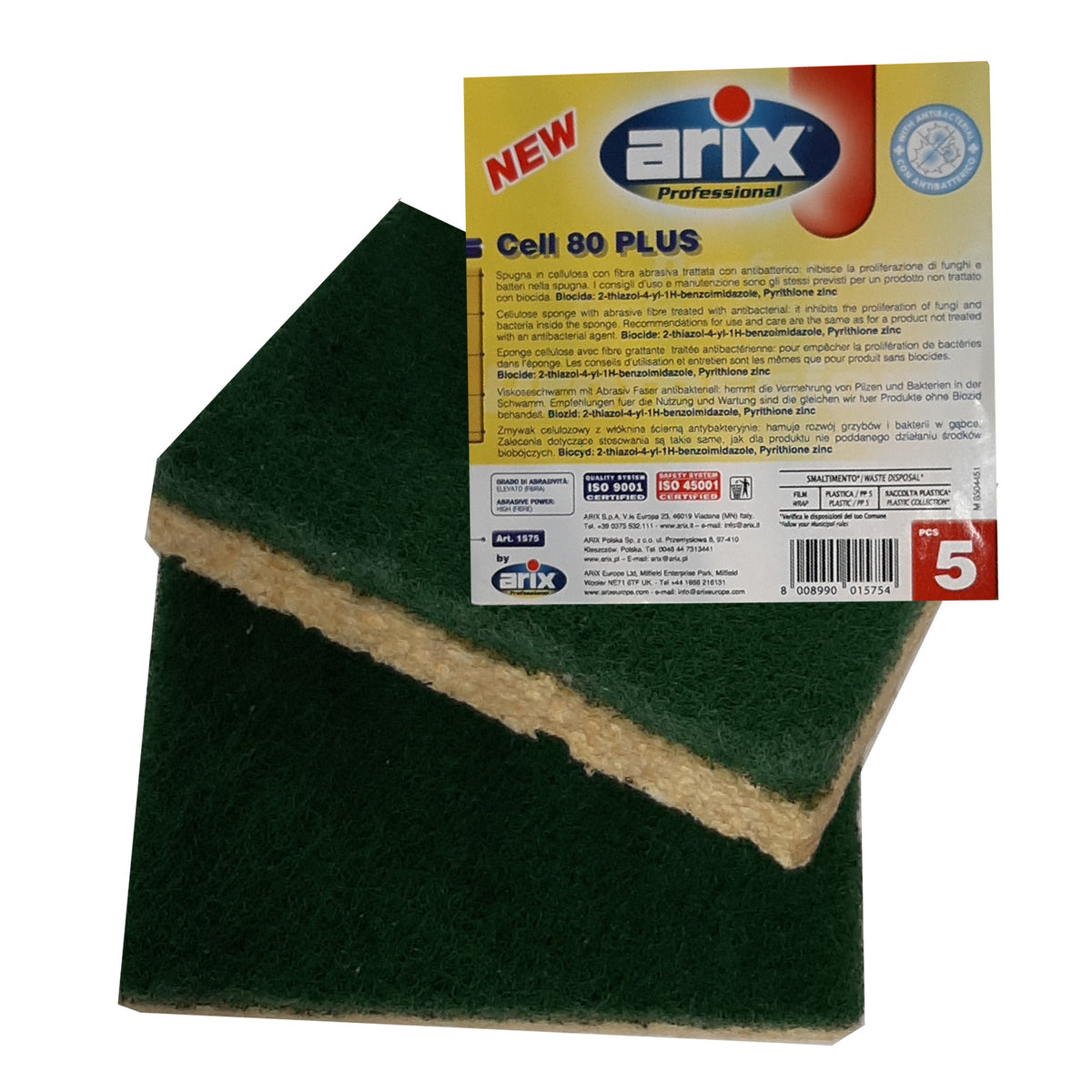 arix-conf-5-spugne-abrasive-antibatteriche-cell-80-plus