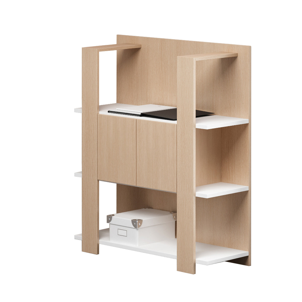 artexport-libreria-bassa-3-ripiani-100x38-6cm-h124cm-bianco-rovere-concept
