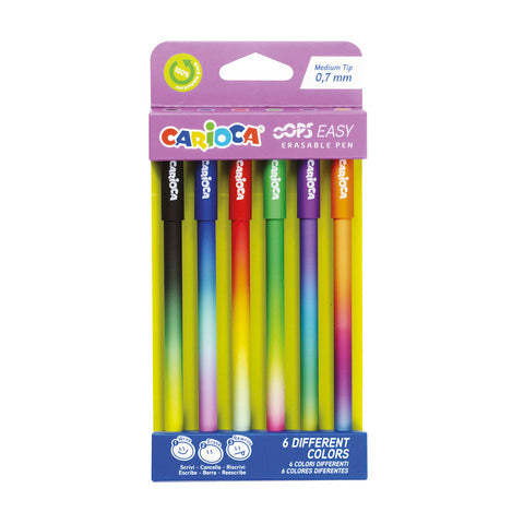carioca-penna-cancellabile-oops-easy-punta-media-0-7-mm-conf-6-pz-colori-assortiti-41027