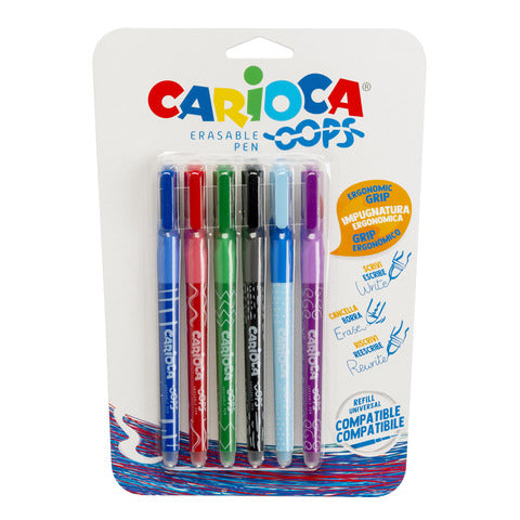 carioca-penne-cancellabili-oops-inchiostro-termosensibile-0-7-mm-blister-6-pz-assortiti-43037