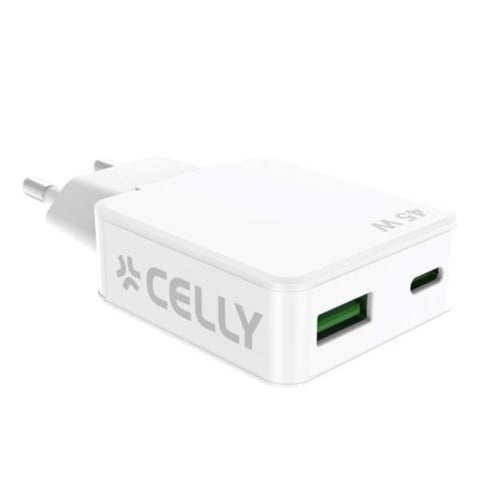 celly-caricatore-parete-ultra-slim-gan-1x-usb-c-45w-1x-usb-a-18w-bianco-slimtc1c1a45wwh