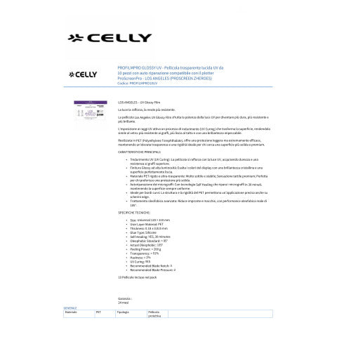 celly-pellicola-protettiva-smartphone-los-angeles-glossy-conf-20-pz-pro-uv-profilmpro20uv