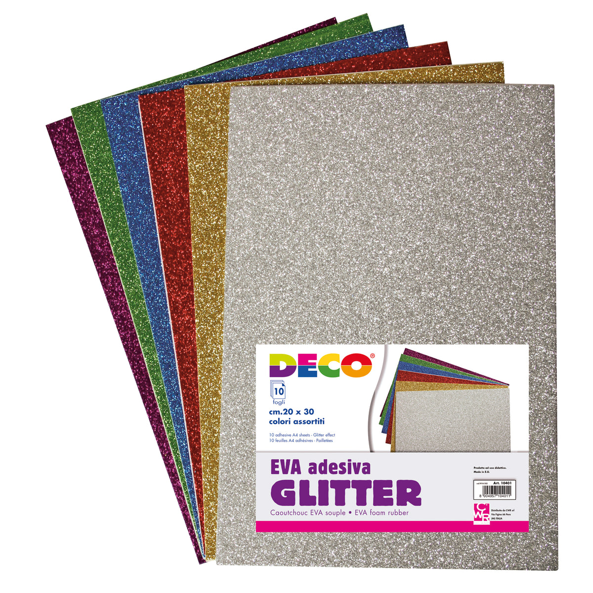 deco-busta-10-fogli-20x30cm-gomma-crepp-glitter-adesiva-colori-assortiti