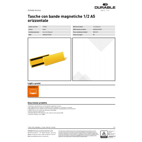 durable-tasche-identificazione-fissaggio-magnetico-223x163-mm-giallo-conf-50-pz-1757-04
