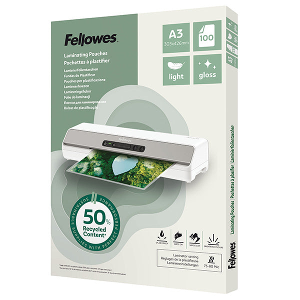 fellowes-scatola-100-pouches-riciclate-80mic-a3