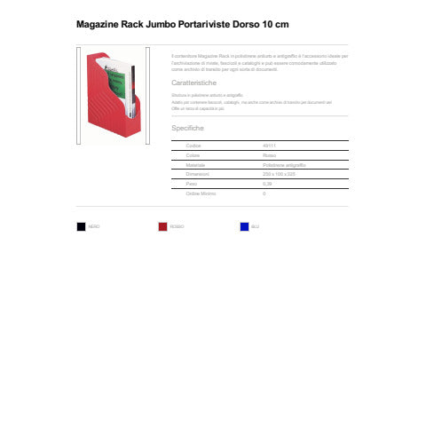 king-mec-portariviste-magazine-rack-jumbo-dorso-10-cm-rosso-49111
