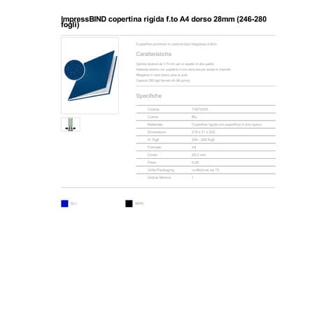 leitz-10-copertine-rigide-impressbind-28mm-blu-finitura-lino