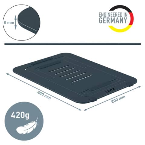 leitz-supporto-laptop-regolabile-ultrapiatto-alluminio-ergo-grigio-scuro-300x10x210-mm-63460089