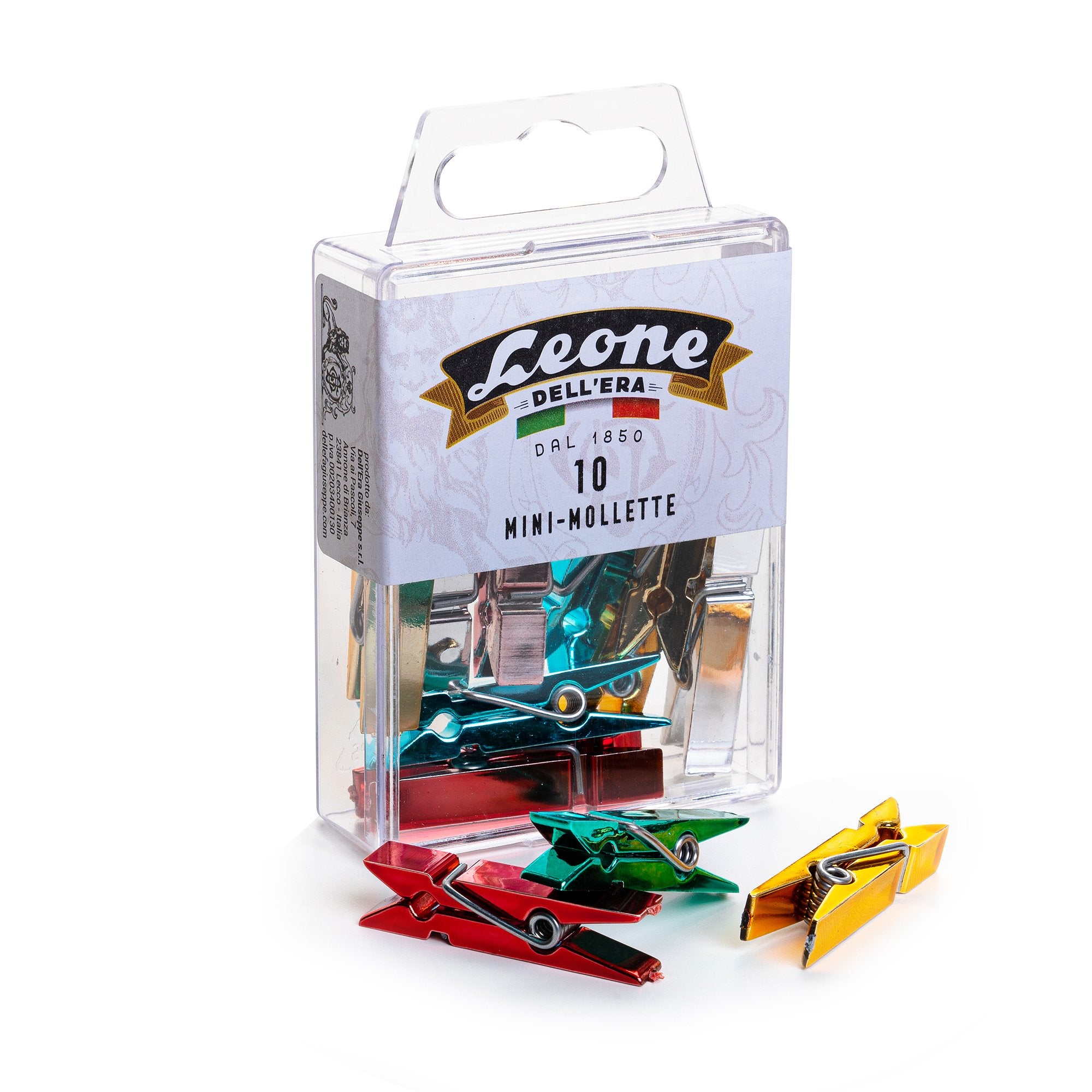 leone-scatola-10-mini-mollette-colori-metal-assort-color
