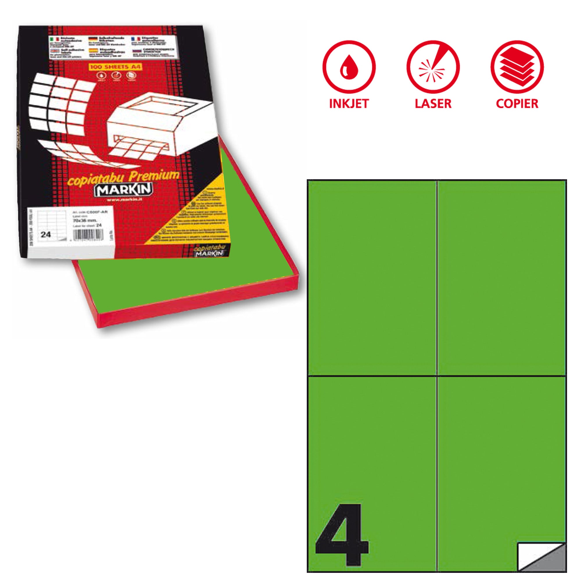 markin-etichetta-adesiva-c-519-verde-fluo-100fg-a4-105x148-5mm-4et-fg