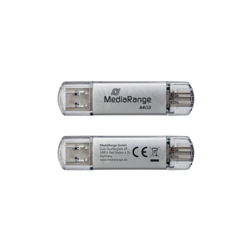media-range-chiavetta-usb-3-0-spina-usb-type-c-64-gb-argento-mr937