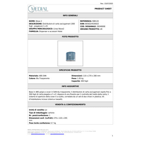 medial-distributore-carta-asciugamani-piegata-z-wave-blu-trasparente-270x110x280mm-908120