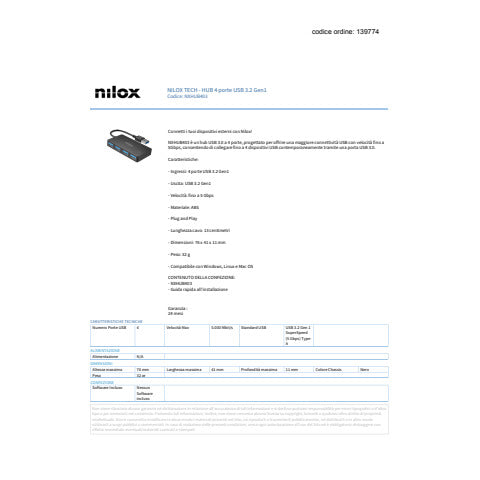 nilox-tech-hub-slim-usb-a-4x-usb-a-3-2-gen-1-superspeed-fino-5-gbps-7-6x4-1x1-1-cm-colore-nero-nxhub403