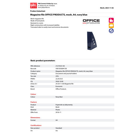 office-products-portariviste-plastica-rigida-a4-trasparente-blu-navy-21215521-03