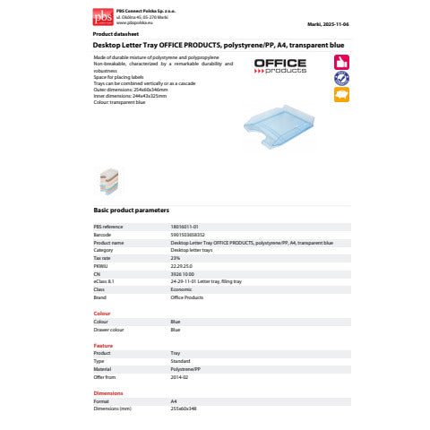 office-products-vaschetta-portacorrispondenza-scrivania-pp-a4-trasparente-blu-18016011-01